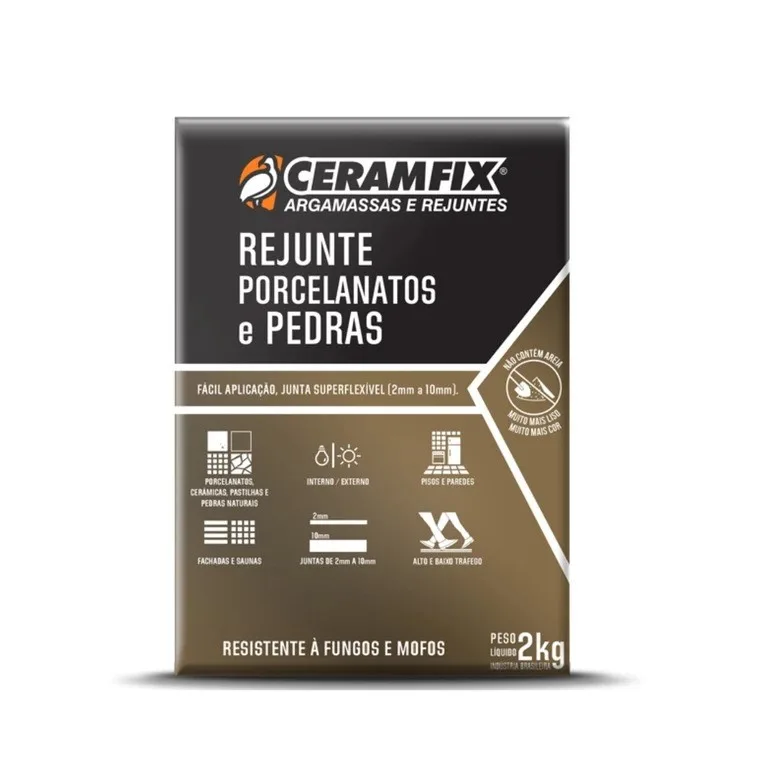 REJUNTE CERAMFIX SUPER PORCELANTOS/PEDRAS FLEX 2 KG PRETO